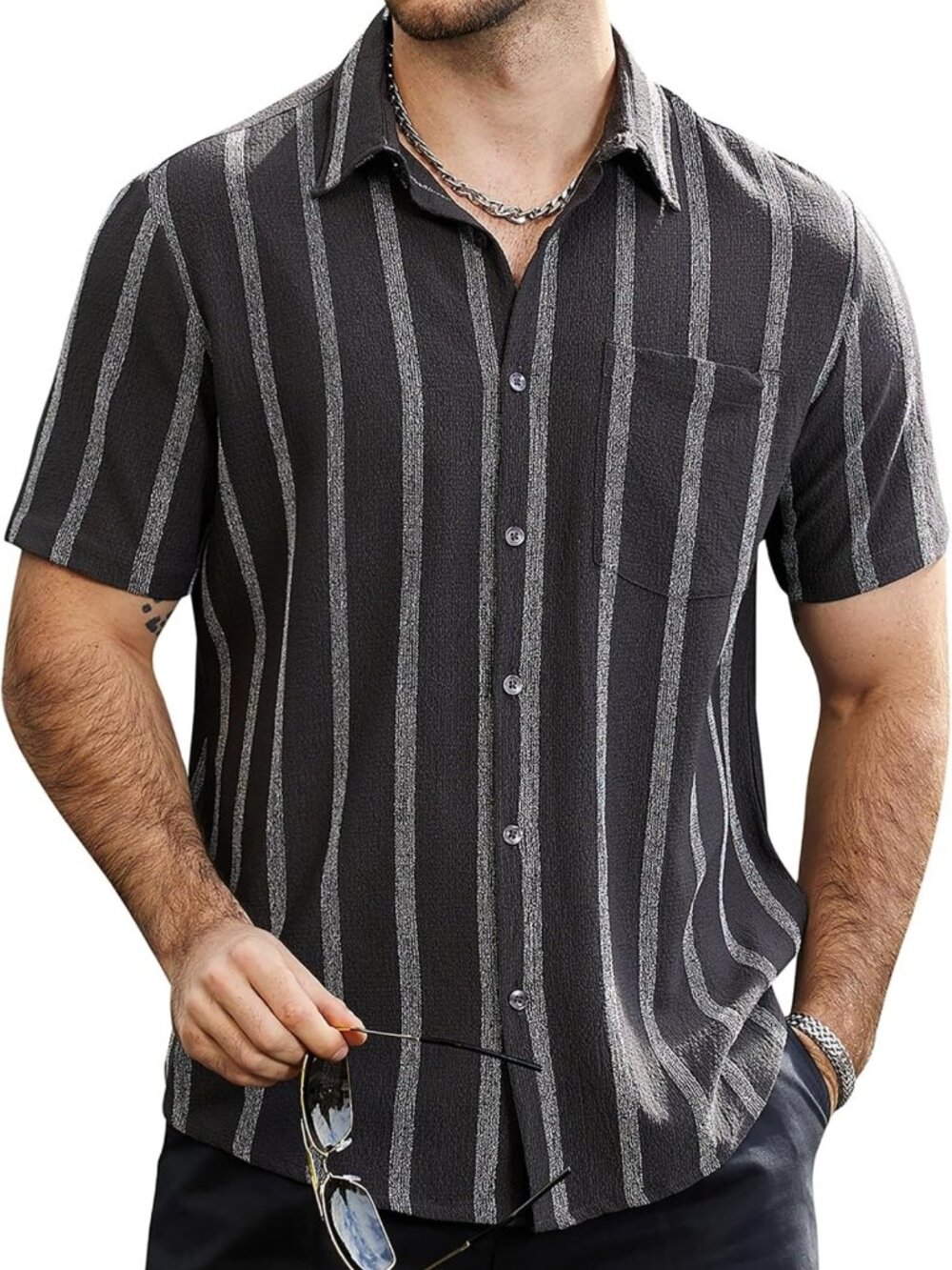 Men's Short Sleeve Hawaiian Shirt - Casual Summer Beach Button Down Top